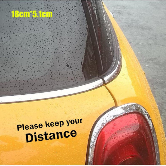 18CM*5.1CM Please Keep Your Distance Personality Fashion Decoration Car Sticker Vinyl Decal 6 Colors