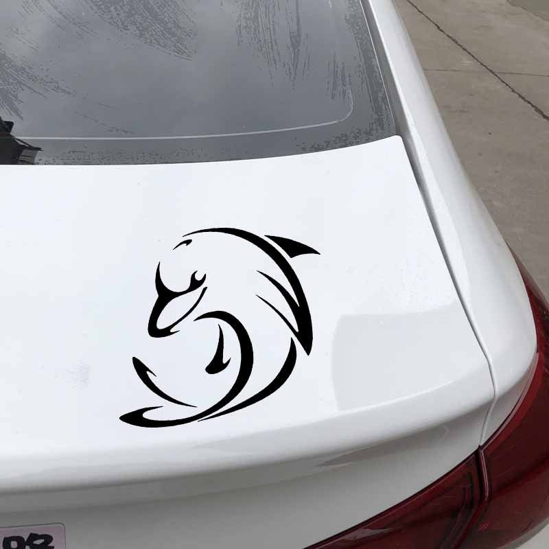 14.4CM*12.9CM Vinyl Decals Cartoon Dolphin Fishing Car Sticker Silhouette Styling Decals 6 Colors