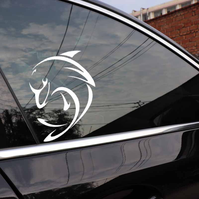 14.4CM*12.9CM Vinyl Decals Cartoon Dolphin Fishing Car Sticker Silhouette Styling Decals 6 Colors