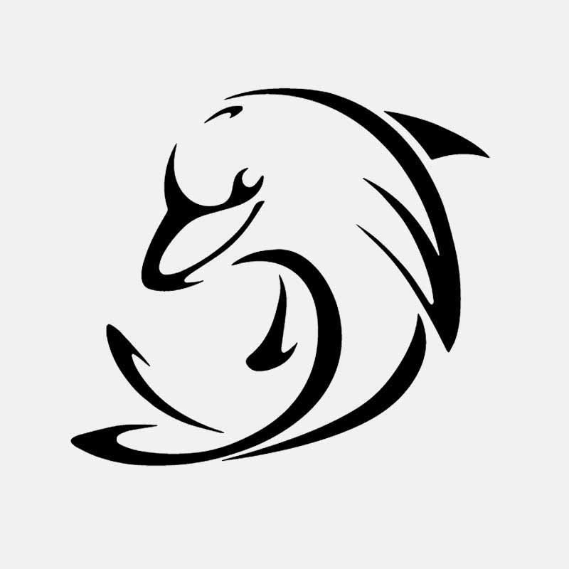 14.4CM*12.9CM Vinyl Decals Cartoon Dolphin Fishing Car Sticker Silhouette Styling Decals 6 Colors