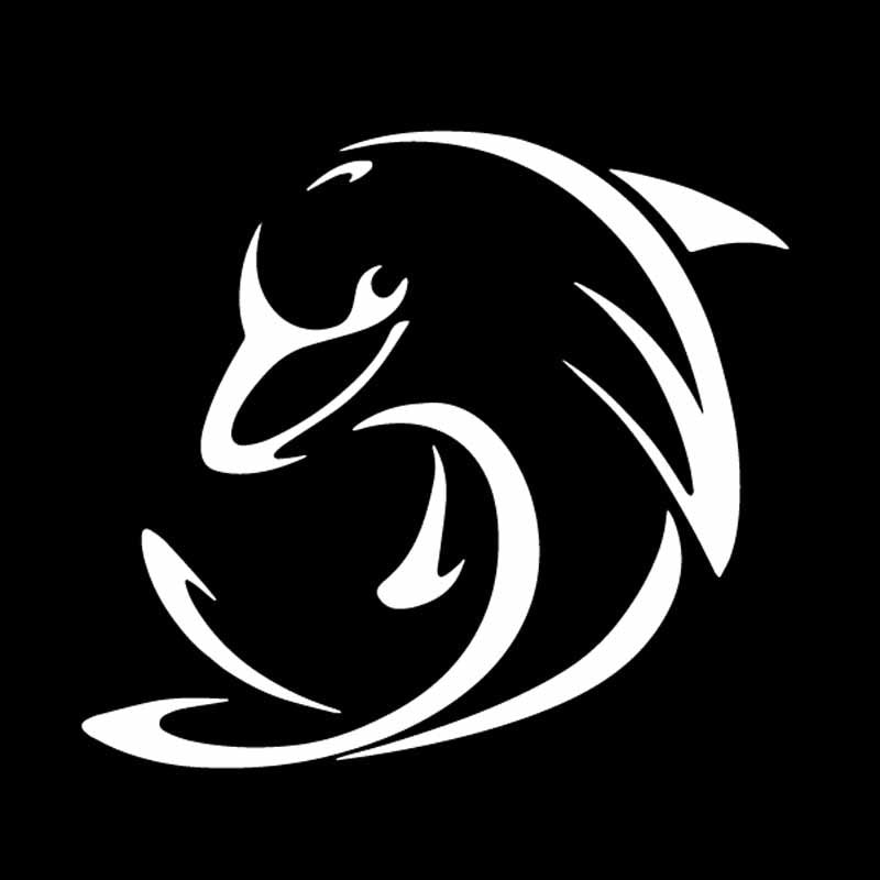 14.4CM*12.9CM Vinyl Decals Cartoon Dolphin Fishing Car Sticker Silhouette Styling Decals 6 Colors