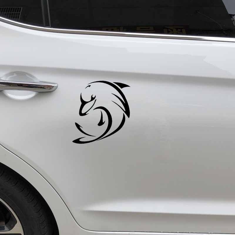 14.4CM*12.9CM Vinyl Decals Cartoon Dolphin Fishing Car Sticker Silhouette Styling Decals 6 Colors