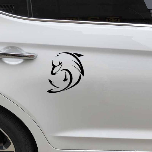 14.4CM*12.9CM Vinyl Decals Cartoon Dolphin Fishing Car Sticker Silhouette Styling Decals 6 Colors