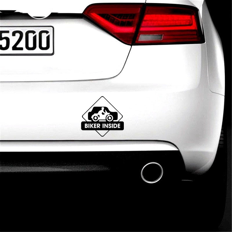 14cm*14.8cm Biker Inside Car Sticker Funny Car Styling Decal Accessories