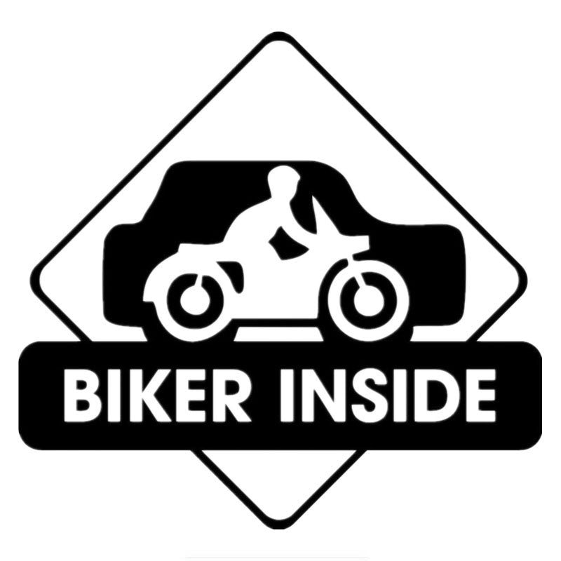 14cm*14.8cm Biker Inside Car Sticker Funny Car Styling Decal Accessories