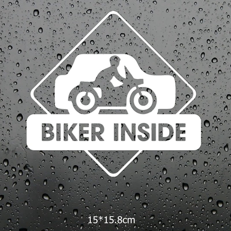 14cm*14.8cm Biker Inside Car Sticker Funny Car Styling Decal Accessories