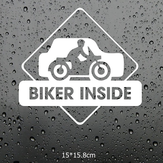 14cm*14.8cm Biker Inside Car Sticker Funny Car Styling Decal Accessories