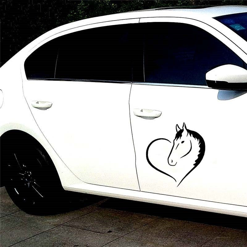 14cm*15cm Fashion Horse Heart Vinyl Decal Car Sticker Car Styling Laptop Home Decoration Wall Sticker