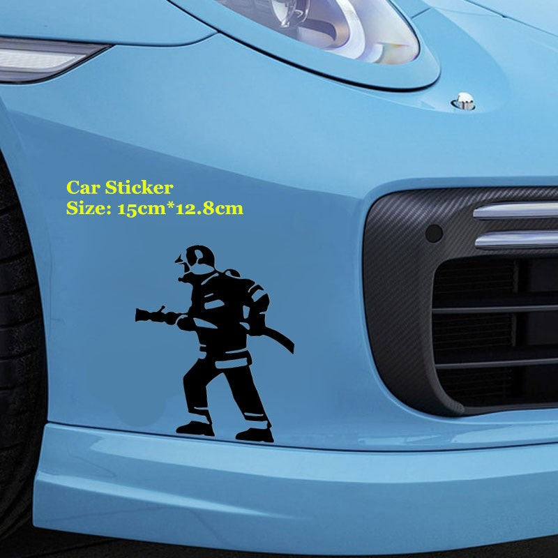 15cm*12.8cm Fireman Funny Car Sticker and Decal Vinyl Auto Stickers Car Styling Accessories 6 Colors