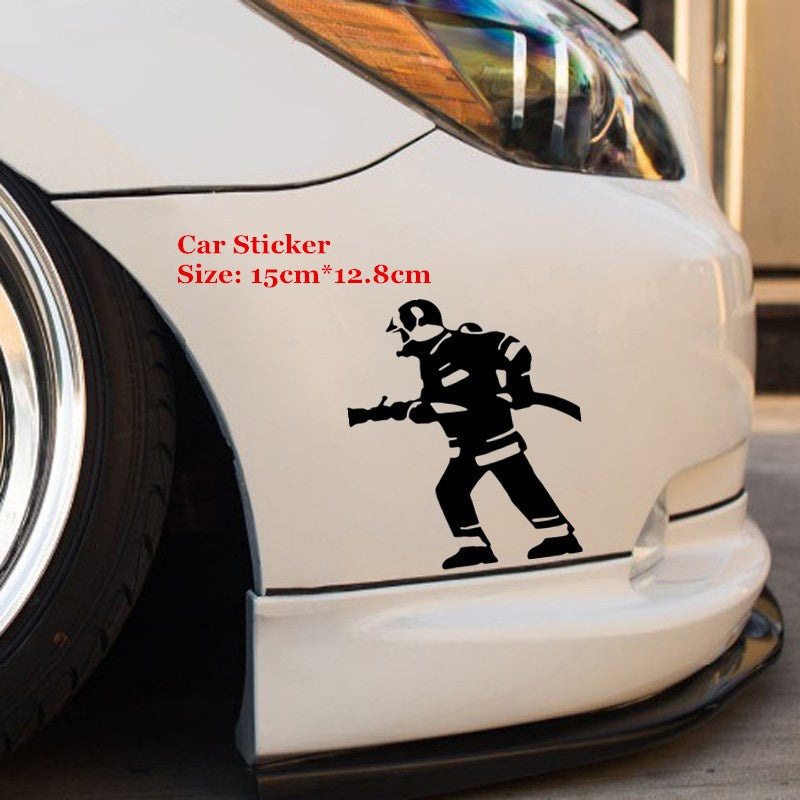 15cm*12.8cm Fireman Funny Car Sticker and Decal Vinyl Auto Stickers Car Styling Accessories 6 Colors