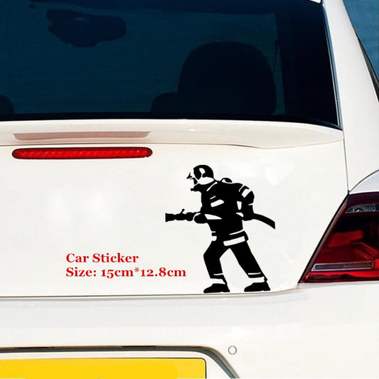 15cm*12.8cm Fireman Funny Car Sticker and Decal Vinyl Auto Stickers Car Styling Accessories 6 Colors