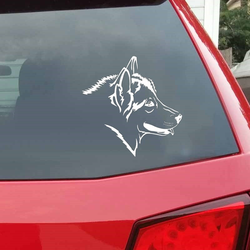 12.4CM*13.2CM Wolf Dog Vinyl Decal Creative Car Stickers Car Styling Truck Motorcycle Accessories 6 Colors
