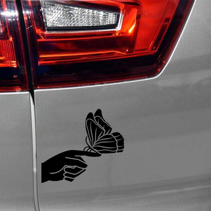 15.3cm*13.7cm Artistic Beautiful Elegant Butterfly and Hand Interesting Vinyl Decal Car Sticker 6 Colors
