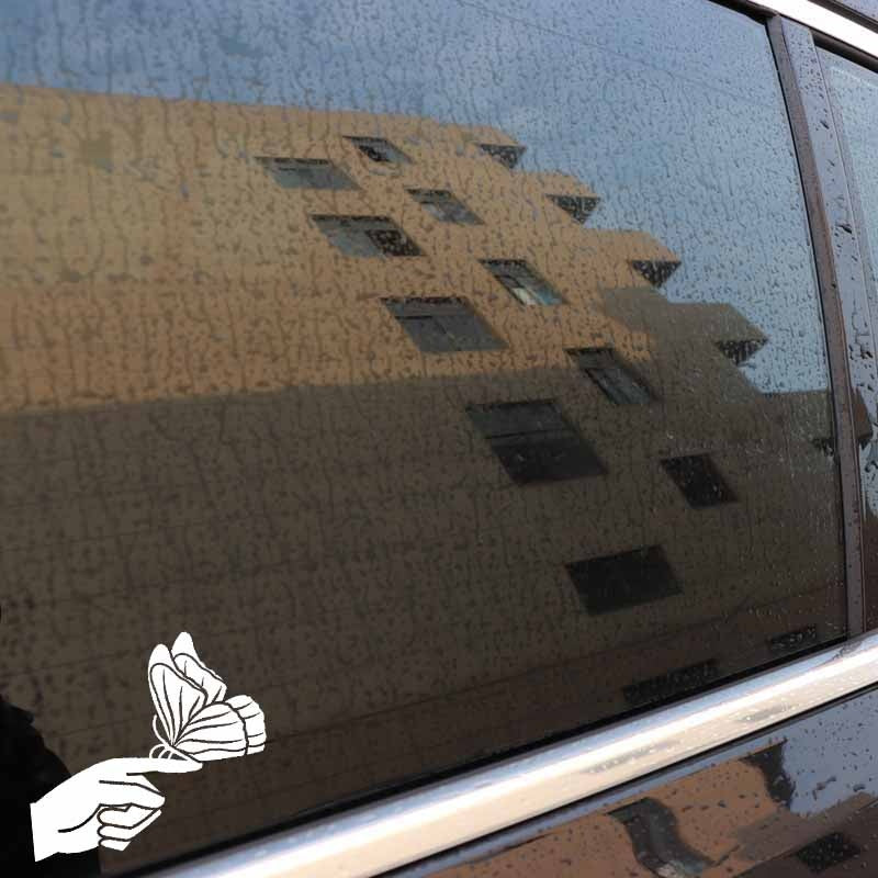 15.3cm*13.7cm Artistic Beautiful Elegant Butterfly and Hand Interesting Vinyl Decal Car Sticker 6 Colors