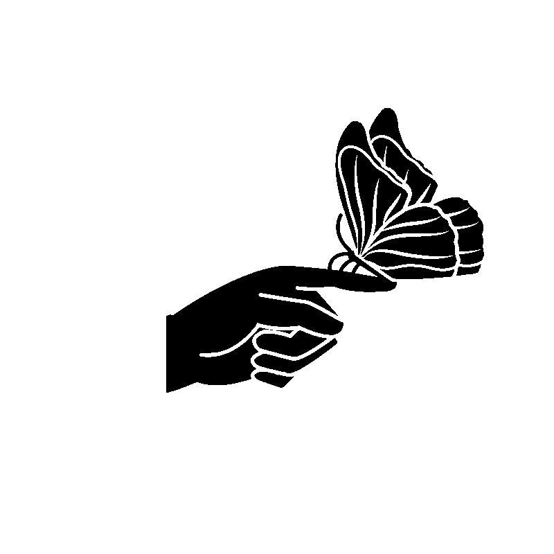15.3cm*13.7cm Artistic Beautiful Elegant Butterfly and Hand Interesting Vinyl Decal Car Sticker 6 Colors