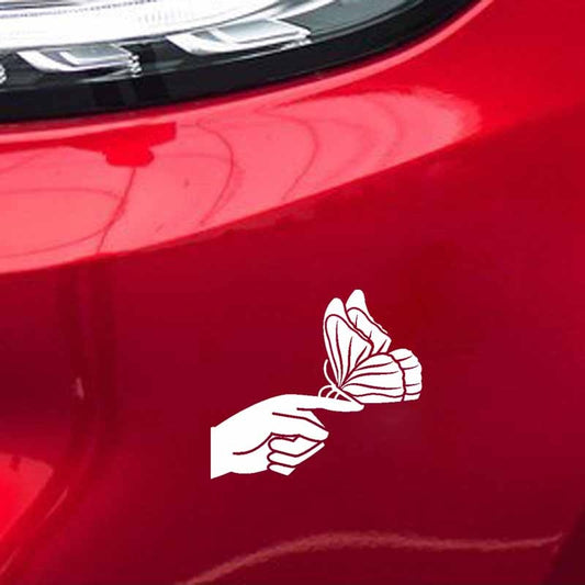15.3cm*13.7cm Artistic Beautiful Elegant Butterfly and Hand Interesting Vinyl Decal Car Sticker 6 Colors
