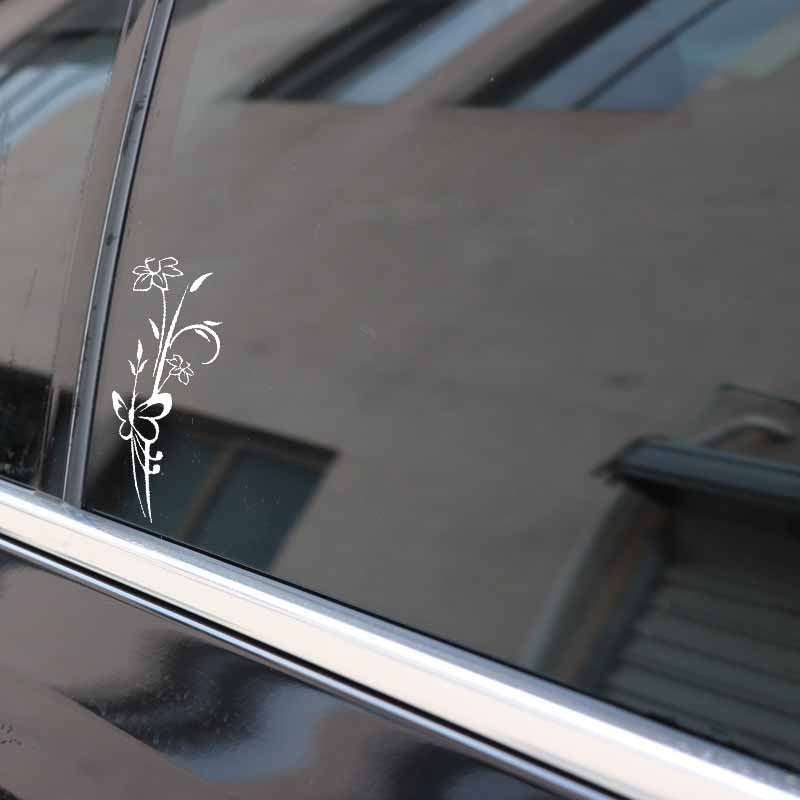 6.9CM*17.8CM Car Sticker Abstract Flower Butterfly Removable Vinyl Decor Decal Window Wall Stickers 6 Colors