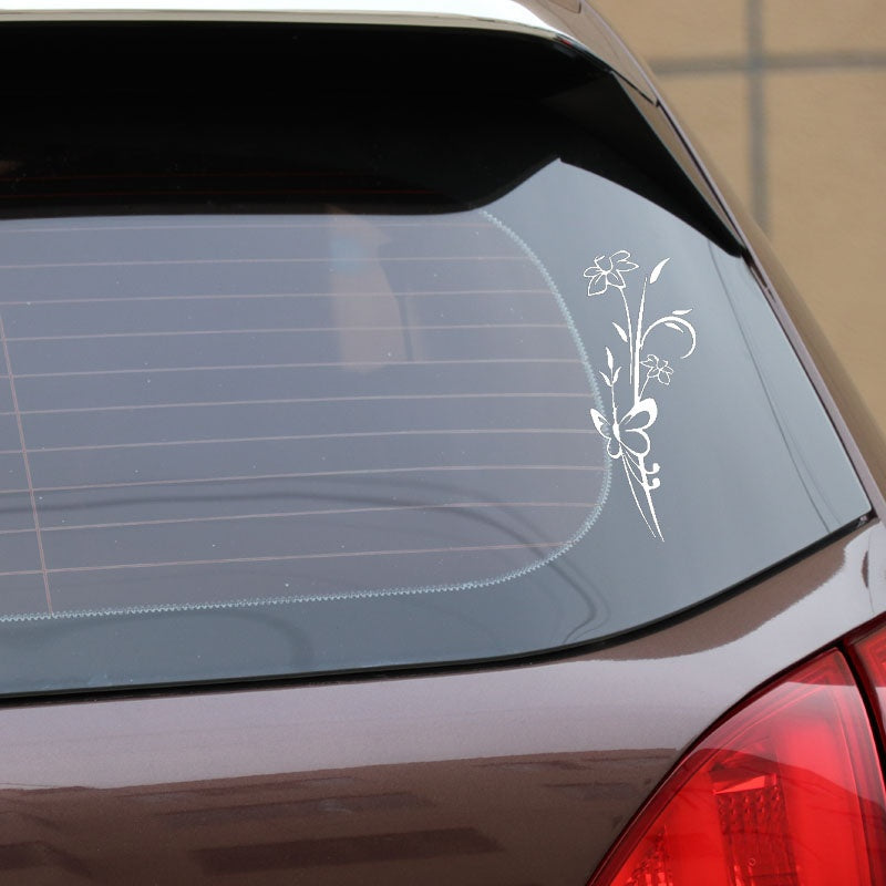 6.9CM*17.8CM Car Sticker Abstract Flower Butterfly Removable Vinyl Decor Decal Window Wall Stickers 6 Colors