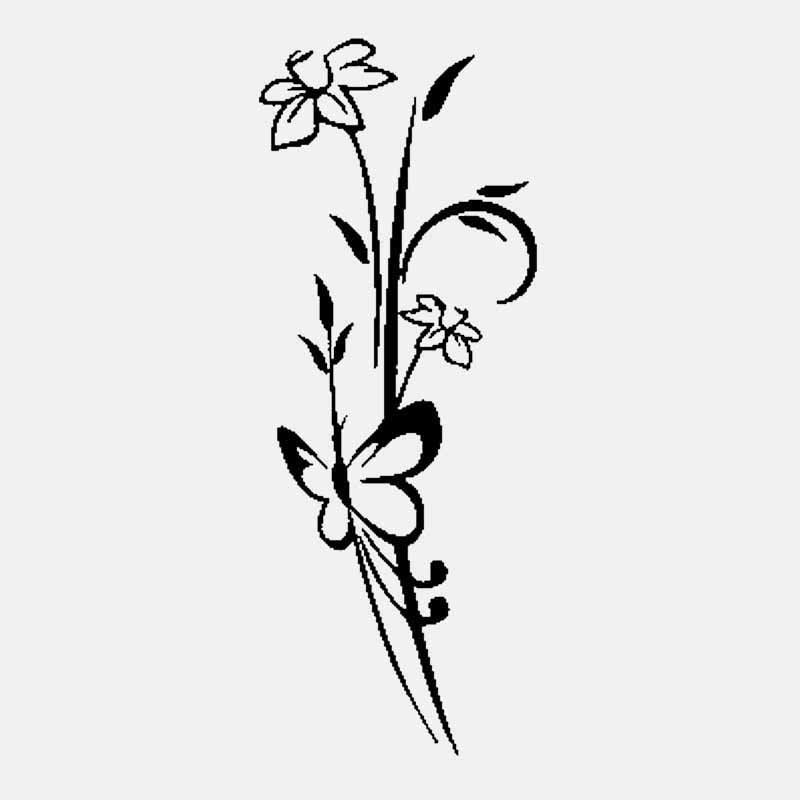6.9CM*17.8CM Car Sticker Abstract Flower Butterfly Removable Vinyl Decor Decal Window Wall Stickers 6 Colors