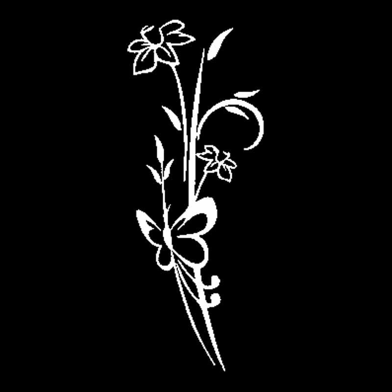 6.9CM*17.8CM Car Sticker Abstract Flower Butterfly Removable Vinyl Decor Decal Window Wall Stickers 6 Colors