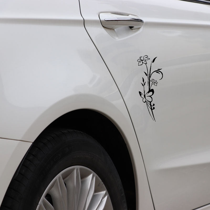 6.9CM*17.8CM Car Sticker Abstract Flower Butterfly Removable Vinyl Decor Decal Window Wall Stickers 6 Colors