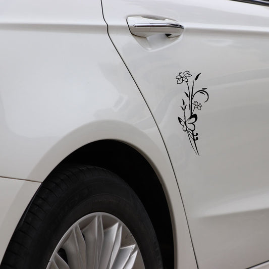 6.9CM*17.8CM Car Sticker Abstract Flower Butterfly Removable Vinyl Decor Decal Window Wall Stickers 6 Colors