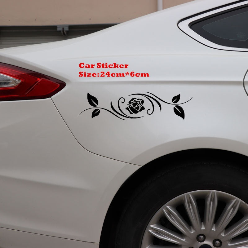 24cm*6cm Flowers Pattern Car Sticker Fashion Art Car Window Decal Home Decoration Waterproof Vinyl Stickers