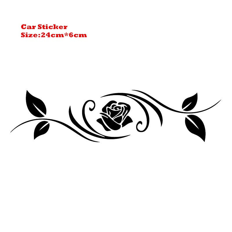 24cm*6cm Flowers Pattern Car Sticker Fashion Art Car Window Decal Home Decoration Waterproof Vinyl Stickers