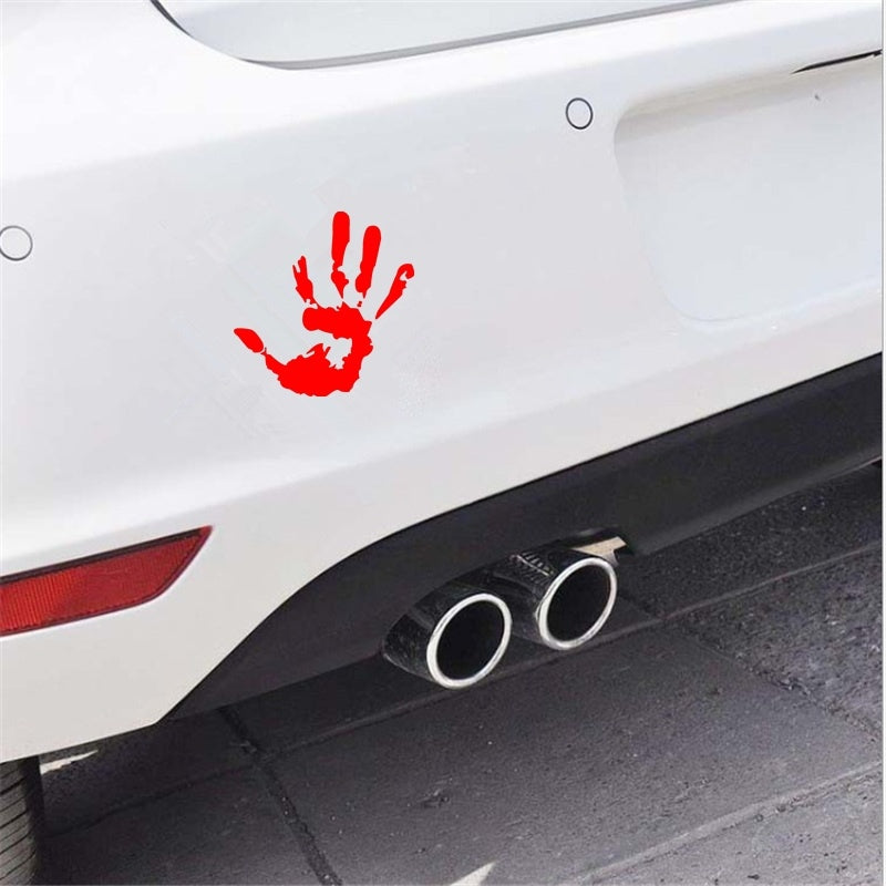 14cm*13.6cm Personality Handprint Car Sticker Funny Car Window Bumper Vinyl Decal Black / White (6 Colors)