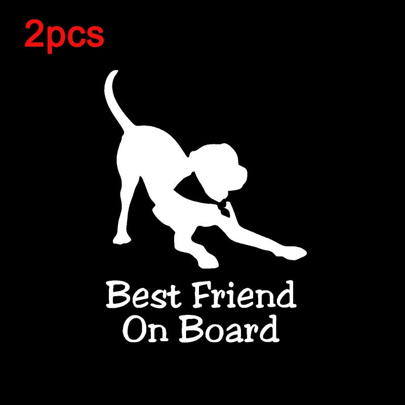 2PCS Best Friend Dog BABY ON BOARD Vinyl Sticker Car Decals