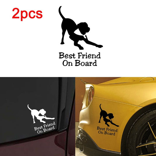 2PCS Best Friend Dog BABY ON BOARD Vinyl Sticker Car Decals