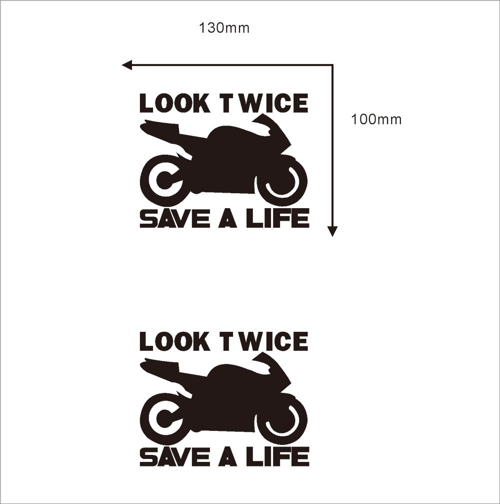 Look Twice Save A Life Vinyl Car Bumper Decal Sticker for Wall Window Door Luggage