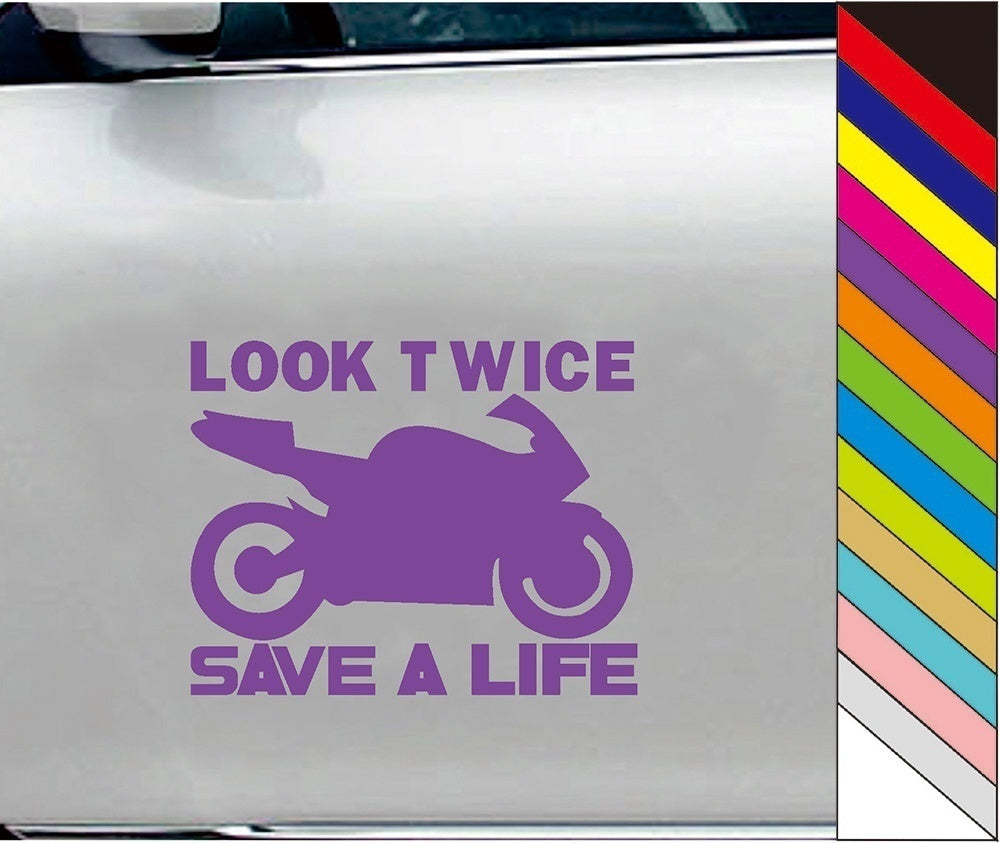 Look Twice Save A Life Vinyl Car Bumper Decal Sticker for Wall Window Door Luggage