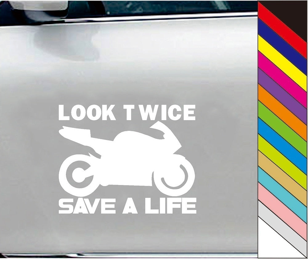 Look Twice Save A Life Vinyl Car Bumper Decal Sticker for Wall Window Door Luggage