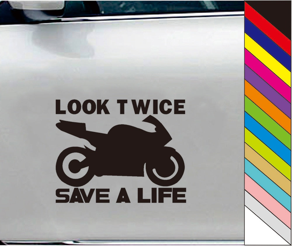 Look Twice Save A Life Vinyl Car Bumper Decal Sticker for Wall Window Door Luggage