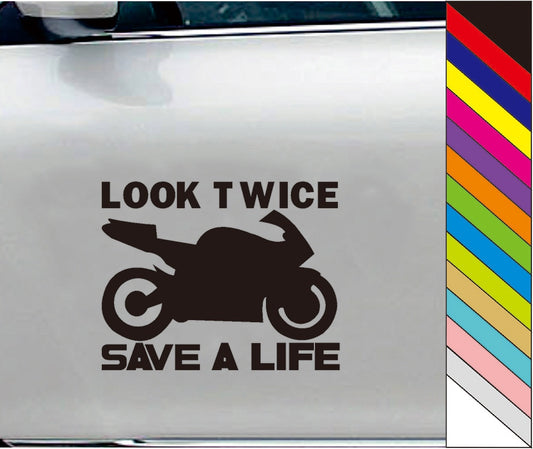 Look Twice Save A Life Vinyl Car Bumper Decal Sticker for Wall Window Door Luggage