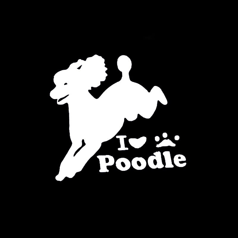 15cm*15cm Car Styling \I Love Poodle \  Animal Stickers Cover The Scratch Decorative Decals Auto Accessories