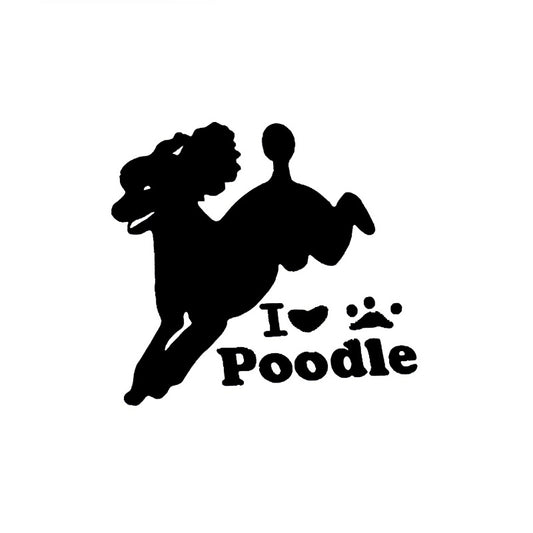 15cm*15cm Car Styling \I Love Poodle \  Animal Stickers Cover The Scratch Decorative Decals Auto Accessories