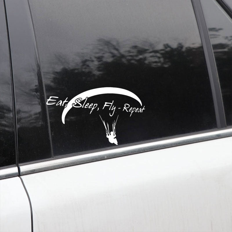 14.8cm*8.6cm Paragliding Eat Sleep Fly Repeat Car Sticker Car Styling Vinyl Decals Laptop Window Sticker