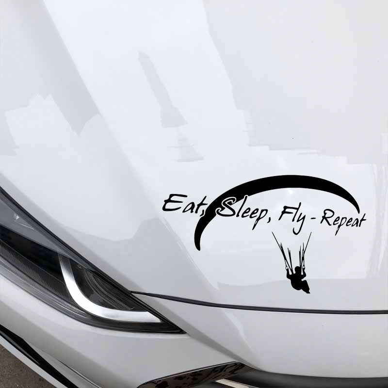 14.8cm*8.6cm Paragliding Eat Sleep Fly Repeat Car Sticker Car Styling Vinyl Decals Laptop Window Sticker