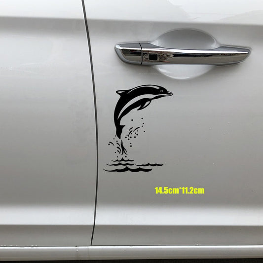 14.5cm*11.2cm Dolphins Leaping Out of The Sea Creative Car Stickers Car Door Vinyl Decal Decoration 6 Colors