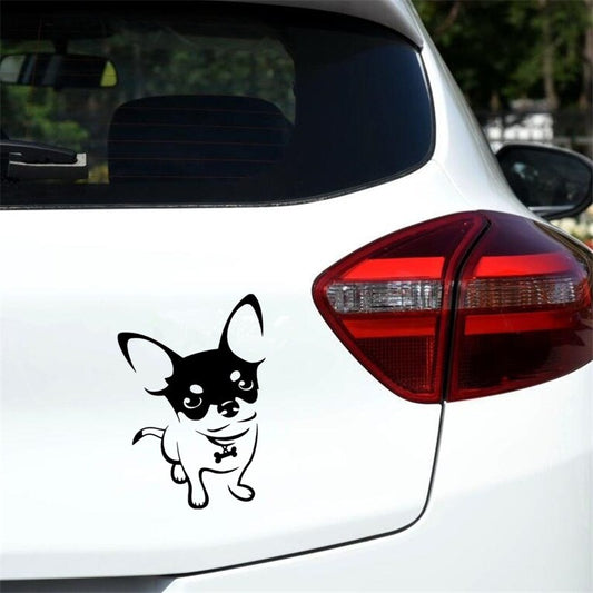 9.6cm*13.7cm 6 Colors Chihuahua Dog Vinyl Decal Cartoon Animal Car Stickers Bumper Motorcycle Car Styling Decor