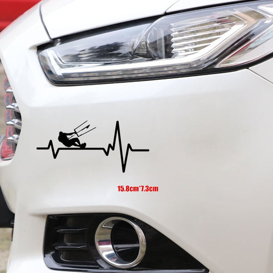 15.8cm*7.3cm Kiteboarding Heartbeat Lifeline Vinyl Car Sticker High Quality Car Window Door Decor 6 Colors