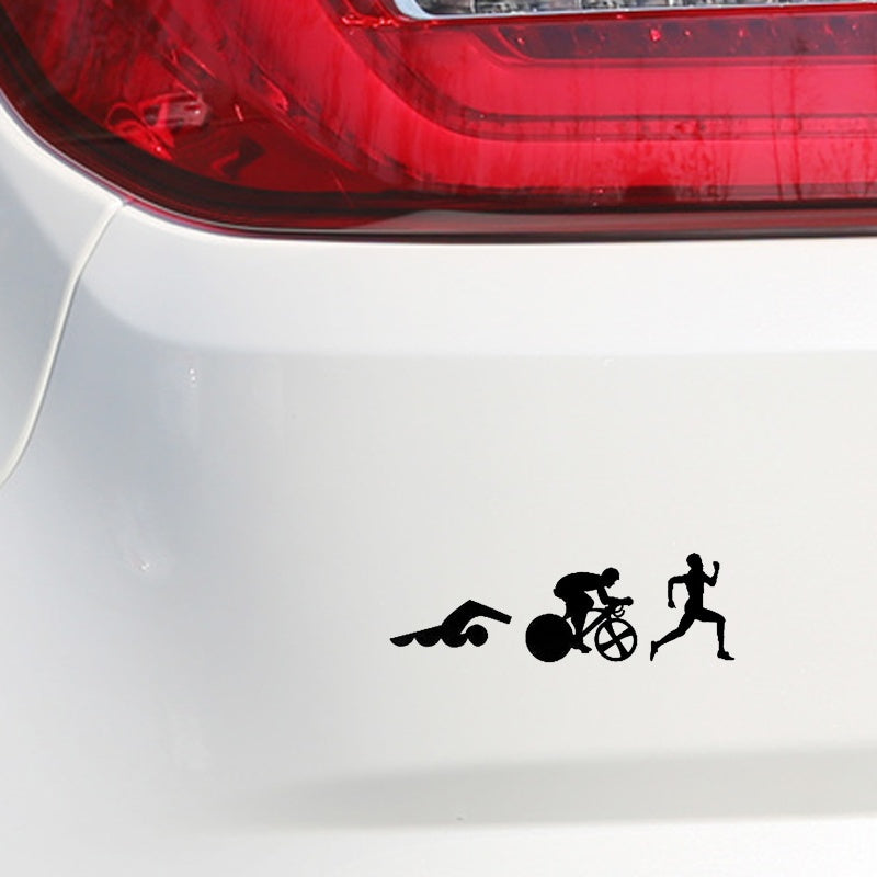 22.9CM*7.4CM Creative Sports Triathlon Swimming Bike Running Car Sticker 6 Colors
