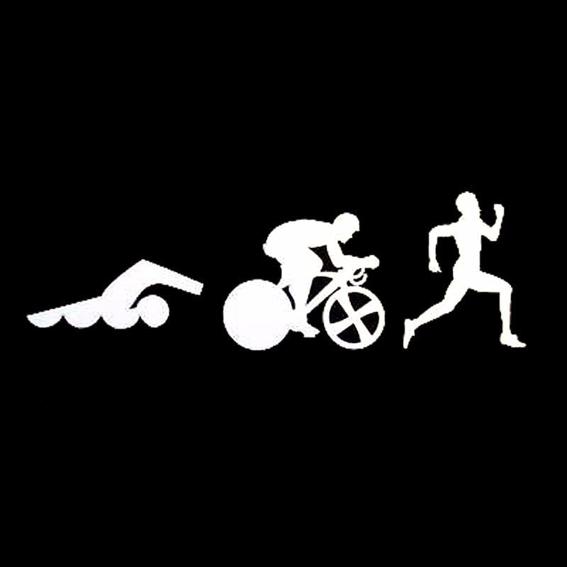 22.9CM*7.4CM Creative Sports Triathlon Swimming Bike Running Car Sticker 6 Colors