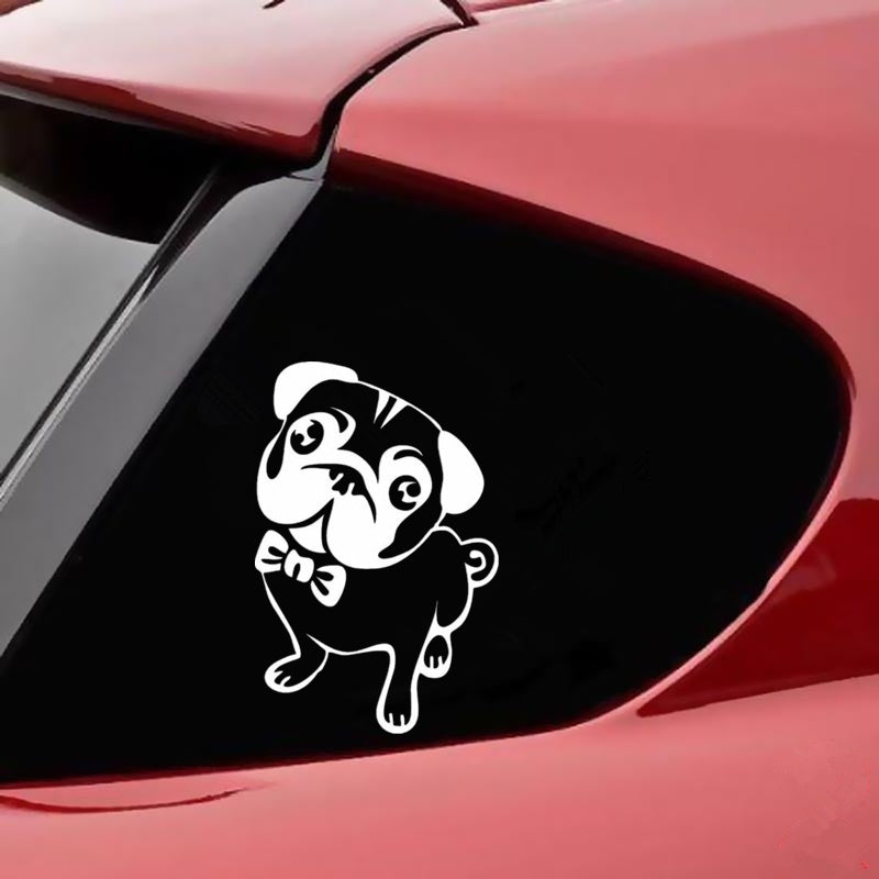 10cm*15.2cm Lovely Pug Dog Cartoon Car Sticker Fashion Decoration Car Styling Stickers Waterproof Vinyl Decal