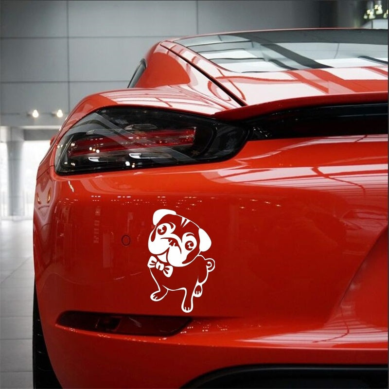 10cm*15.2cm Lovely Pug Dog Cartoon Car Sticker Fashion Decoration Car Styling Stickers Waterproof Vinyl Decal