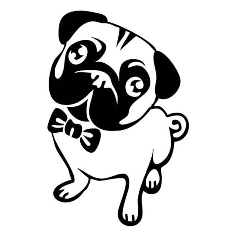 10cm*15.2cm Lovely Pug Dog Cartoon Car Sticker Fashion Decoration Car Styling Stickers Waterproof Vinyl Decal
