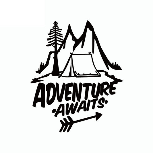 15CM*13CM Adventure Awaits Vinyl Car Sticker Pine Tree Travel Mountains Car Decal 6 Colors