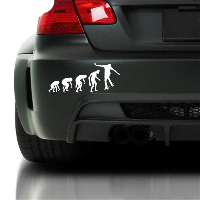 15.6cm*6.4cm Interesting Evolutionary Skateboard Extreme Sports Silhouette Vinyl Car Sticker Wall Sticker